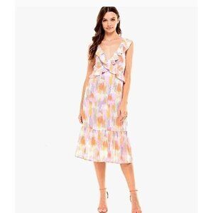 Collective Concepts Dresses Open Back Ruffle Sleeveless Midi Dress NEW Large